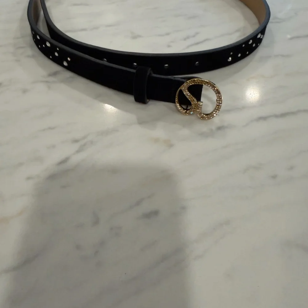 St. John Vintage Black Studded Skinny Belt - small / medium - Picture 2 of 8